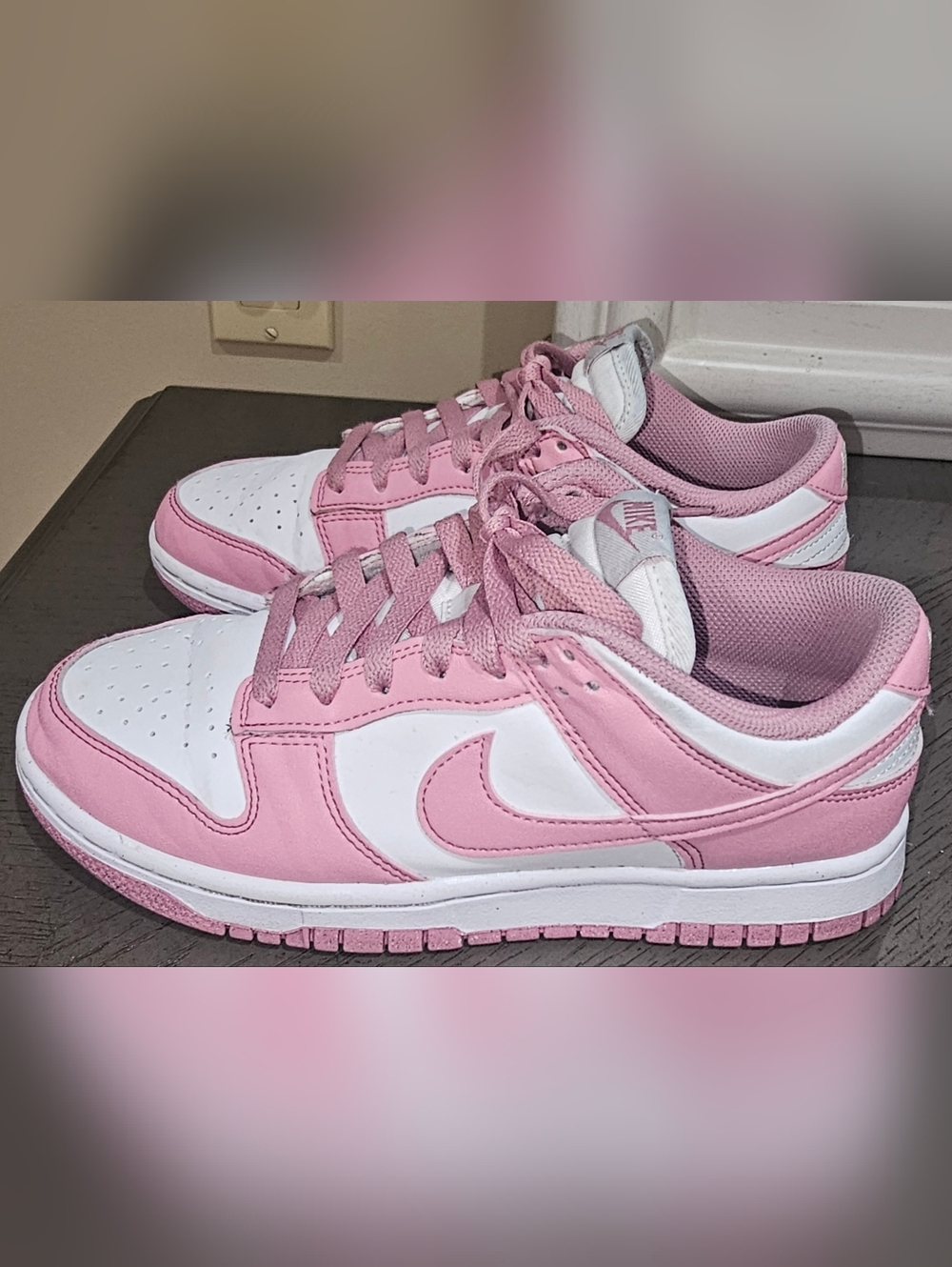 Nike Dunk Women’s Size 7 Pink and White Low Top Sneakers